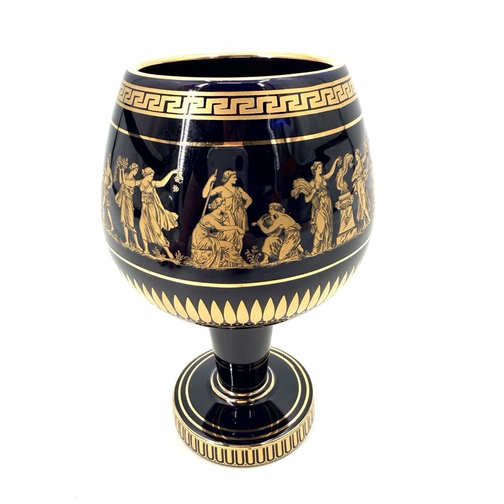 Vintage 24K Gold-Plated Goblet Chalice Wine Glasses Cup Hand Made in Greece